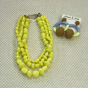 NWT bundled set Anna & Ava, Beaded Multi Strand Necklaces and Drop Earrings